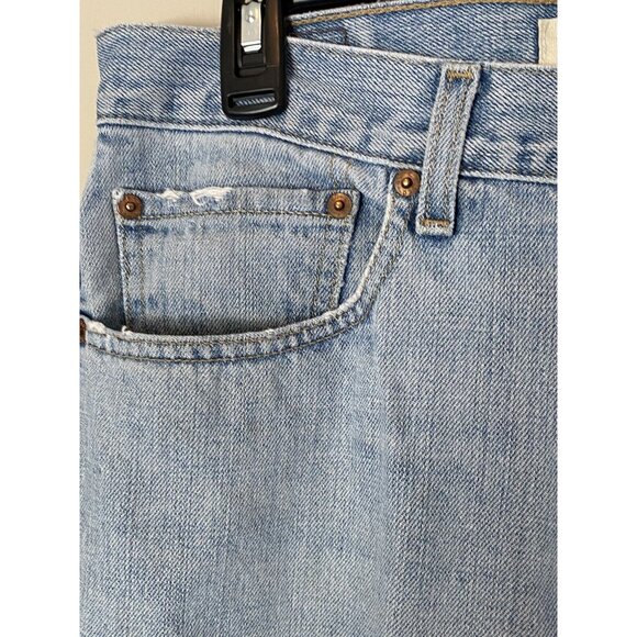 Levi's 505 Jeans 34x31 Men's Regular Fit Straight Leg Light Wash Red Tab Fraying - Picture 5 of 12